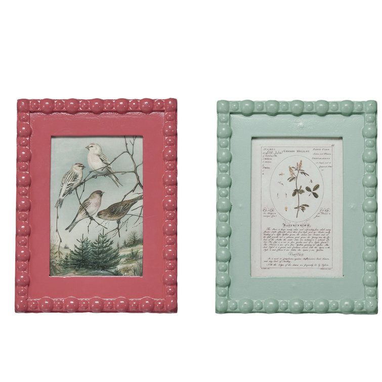 Vintage Pink and Green Solid Wood Gallery Wall Frame Set