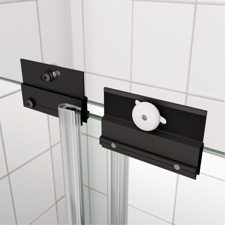 Matte Black Aluminum Sliding Shower Door with Tempered Glass, 44-48" x 70"
