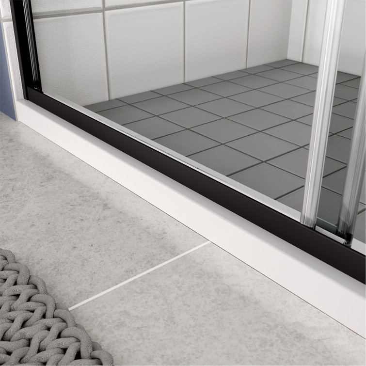 Matte Black Aluminum Sliding Shower Door with Tempered Glass, 44-48" x 70"