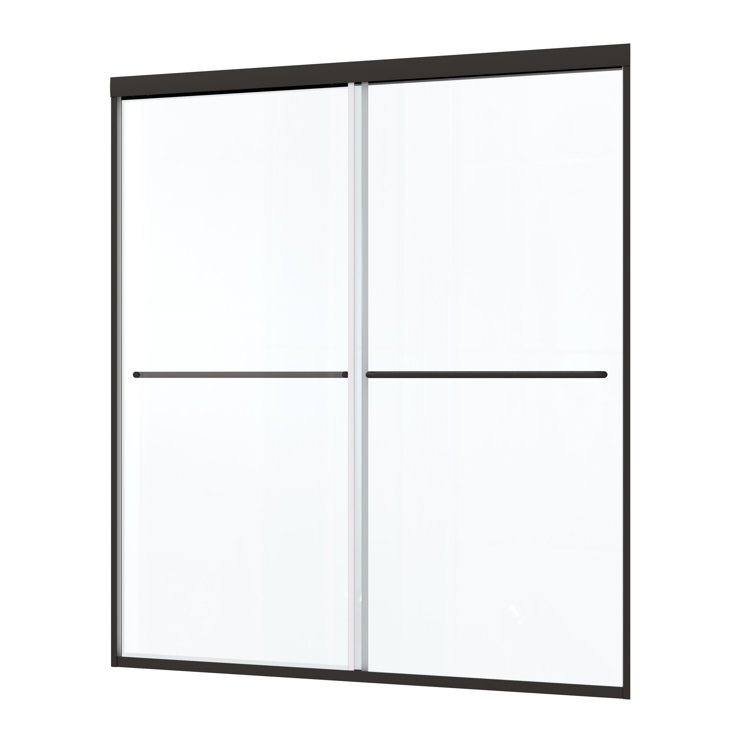 Matte Black Aluminum Sliding Shower Door with Tempered Glass, 44-48" x 70"
