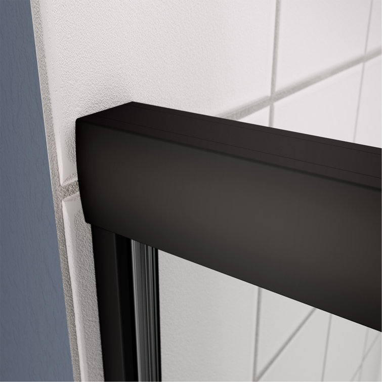 Matte Black Aluminum Sliding Shower Door with Tempered Glass, 44-48" x 70"