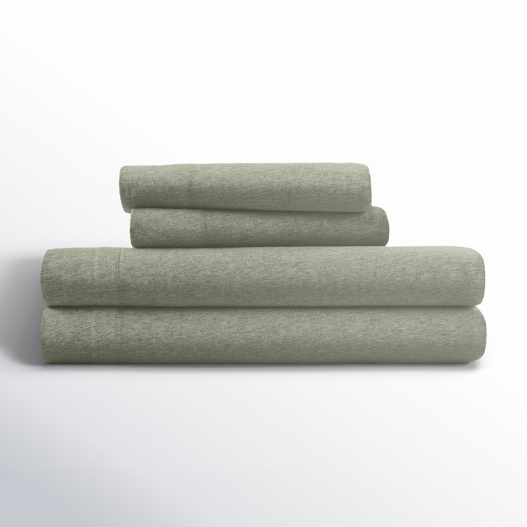 Sage Queen Cotton Jersey Knit Deep Pocket Sheet Set