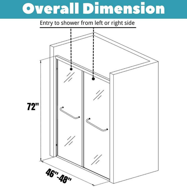 34''-35.5'' Black Aluminum Frameless Bi-Fold Shower Door