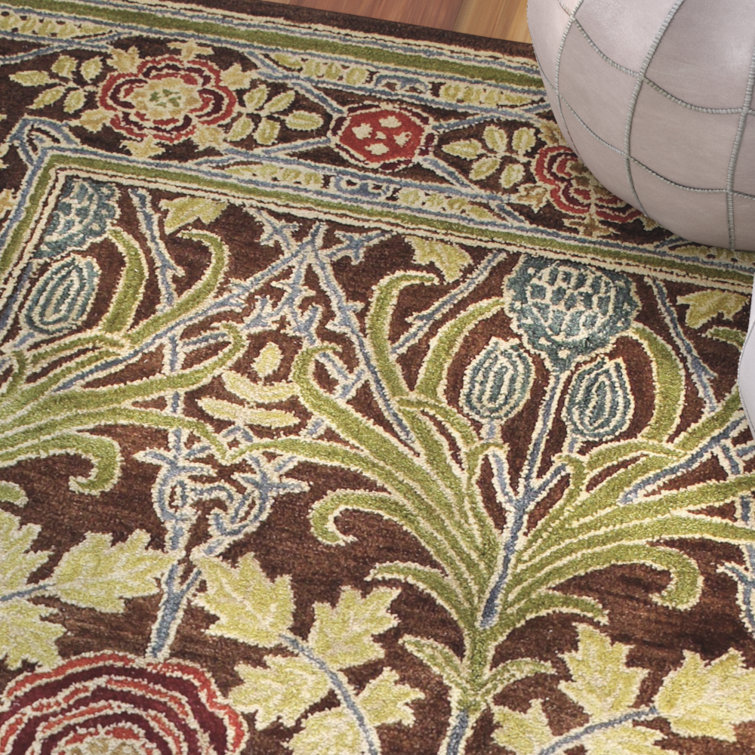 Hand Tufted Red Floral Wool Runner Rug