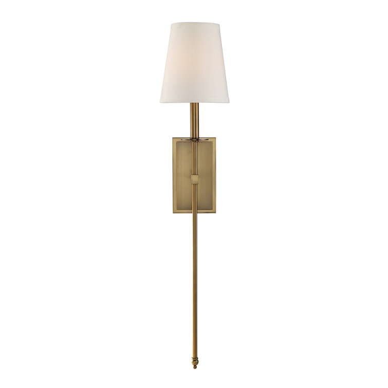 Monroe Elegance Warm Brass Outdoor Wall Sconce with White Shade