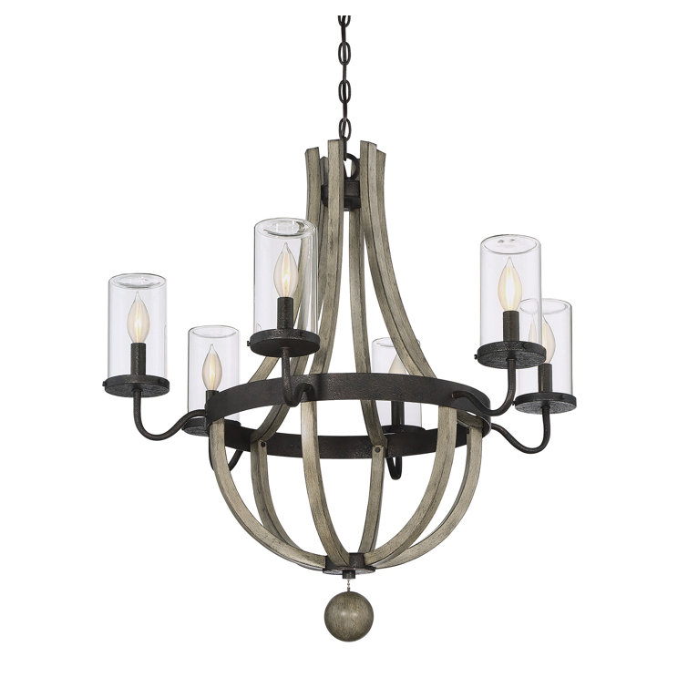 Mallie Rustic Two-Tone Metal and Glass Outdoor Chandelier