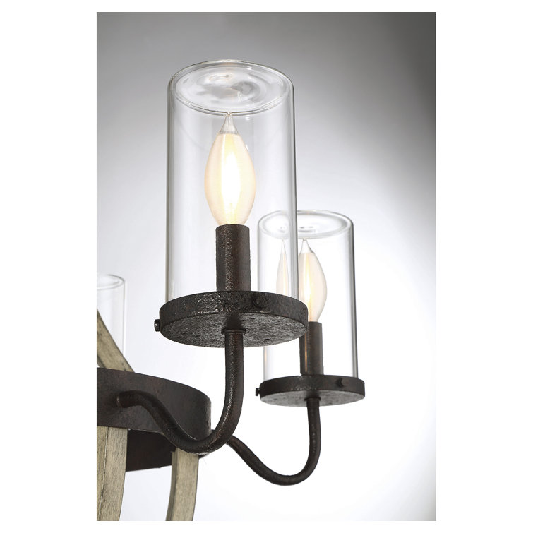 Mallie Rustic Two-Tone Metal and Glass Outdoor Chandelier