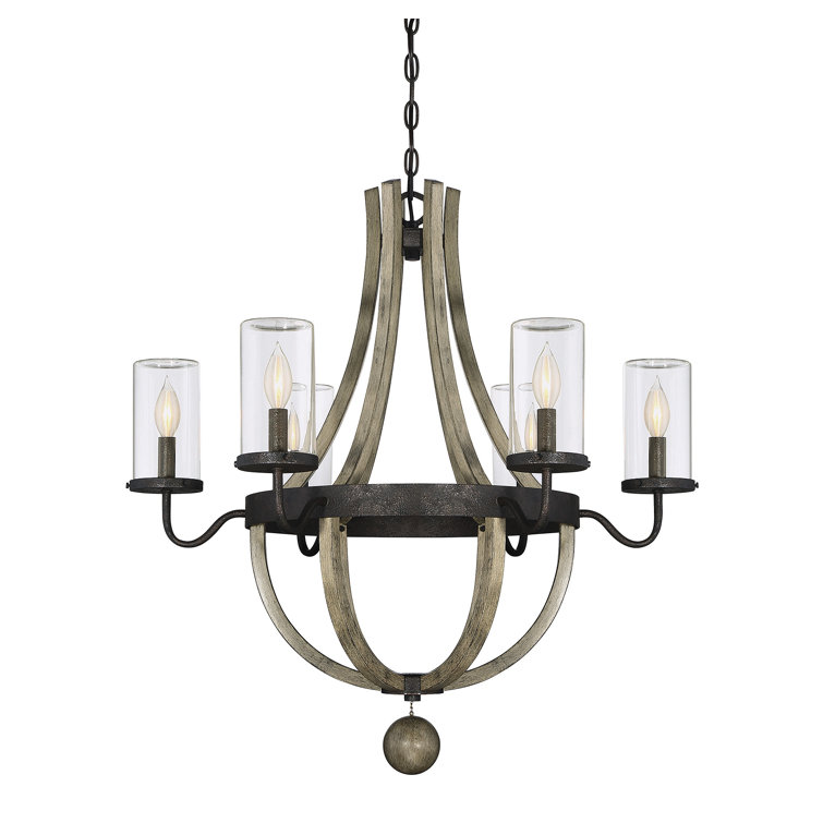 Mallie Rustic Two-Tone Metal and Glass Outdoor Chandelier