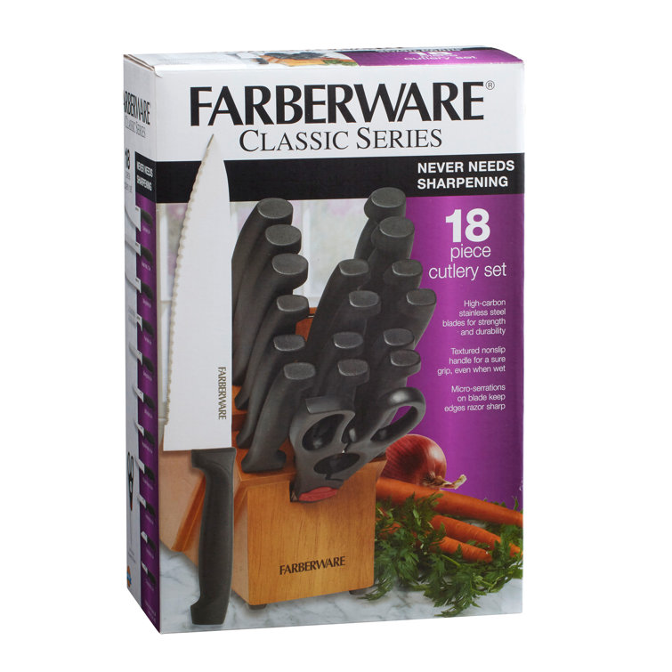 Farberware Farberware 18-Piece Never-Needs-Sharpending Knife Block Set