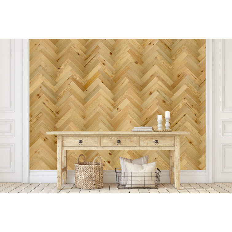 Baxter Blonde Pine Herringbone Peel & Stick Wall Planks