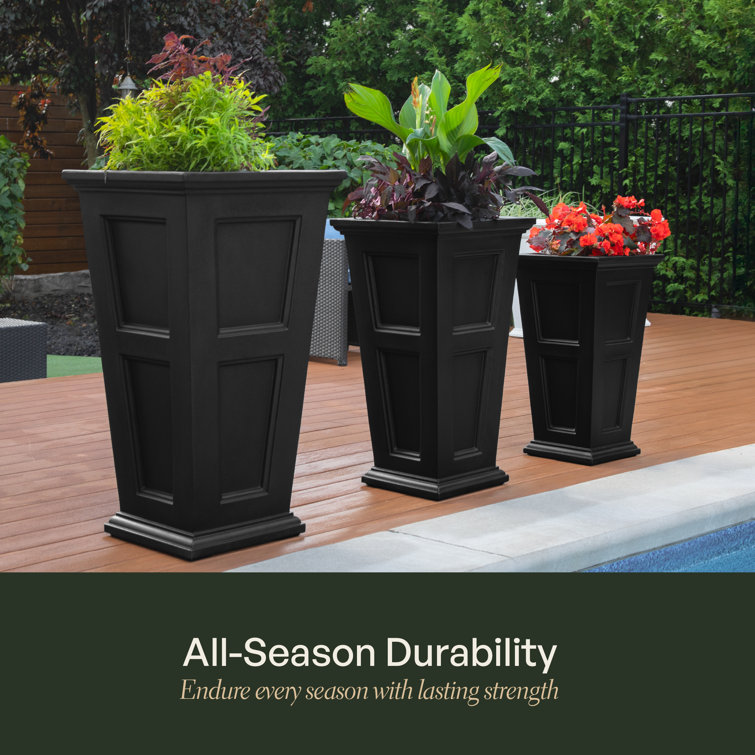 Black 28" Polyethylene Tall Outdoor Planter