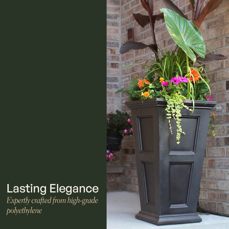 Black 28" Polyethylene Tall Outdoor Planter