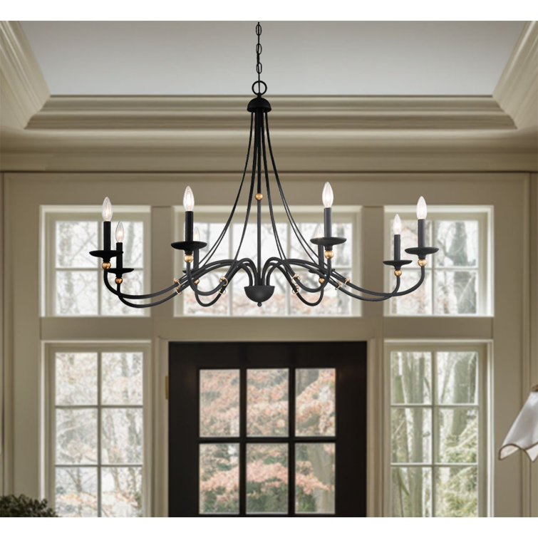 Westchester County Sand Coal and Skyline Gold Leaf 8-Light Chandelier