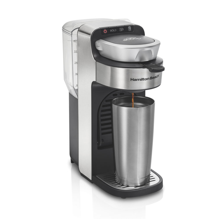 Stainless Steel Single-Serve Coffee Maker with Removable Reservoir