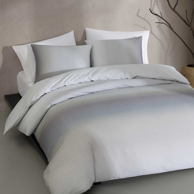 Queen Grey Ombre Cotton Duvet Cover Set