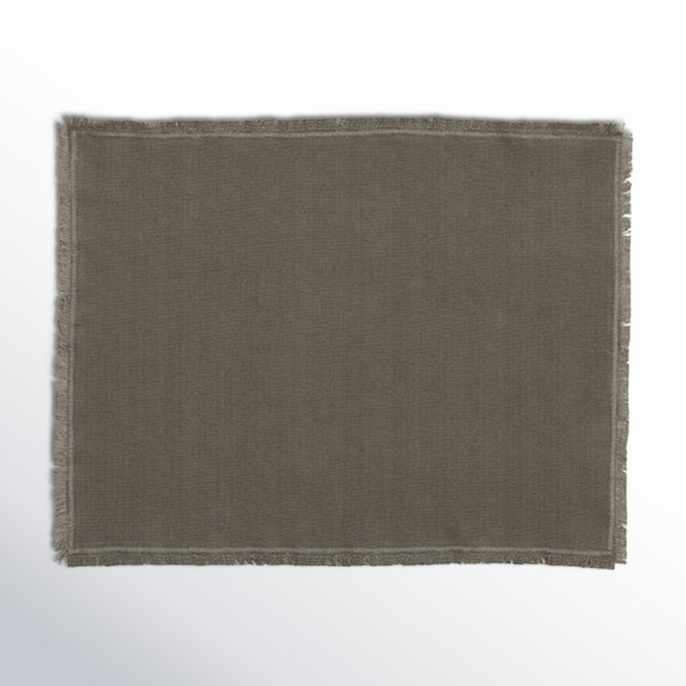 Dark Gray Cotton Fringed Edge Placemats - Set of 4