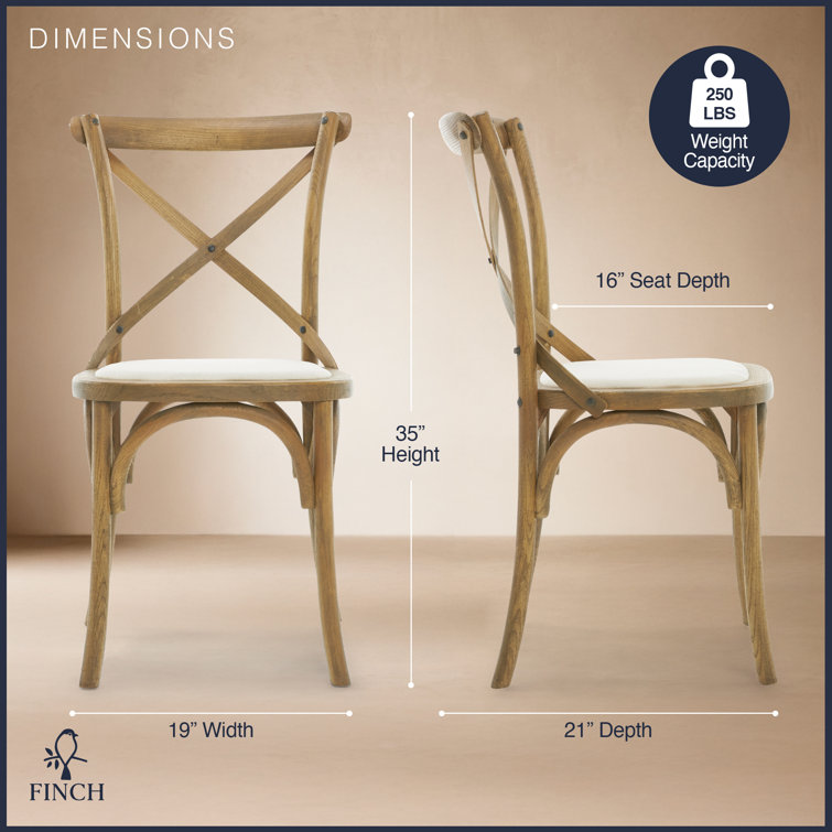 Beige Upholstered Cross Back Rattan Side Chair Set