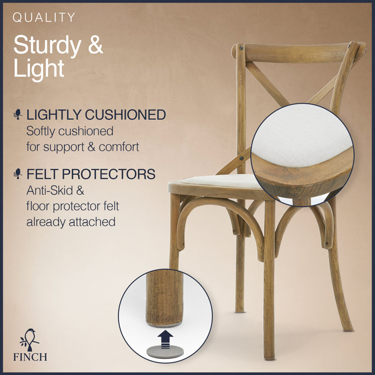 Beige Upholstered Cross Back Rattan Side Chair Set