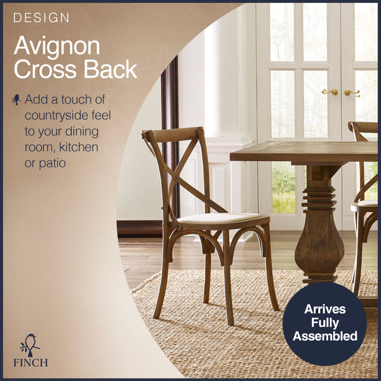Beige Upholstered Cross Back Rattan Side Chair Set