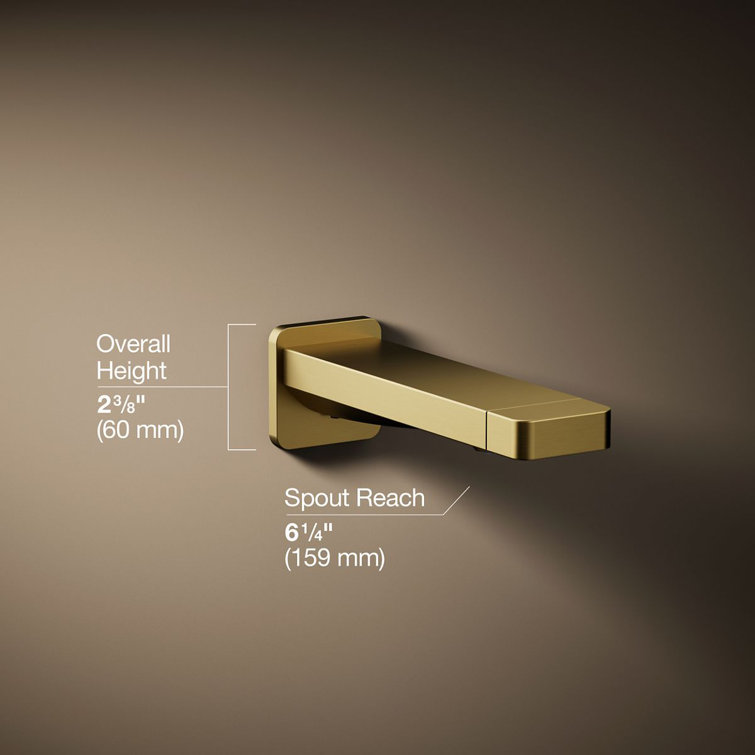 Vibrant Brushed Brass Wall-Mounted Tub Spout with Diverter