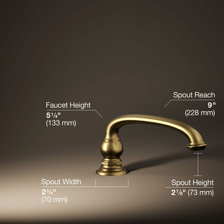 Brushed Brass Deck-Mount Roman Tub Faucet Spout