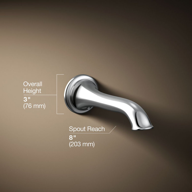 Polished Chrome Wall Mounted Brass Bath Spout