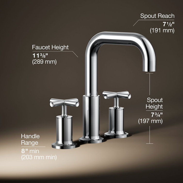 Polished Chrome Modern Deck-Mount Bath Faucet with Cross Handles