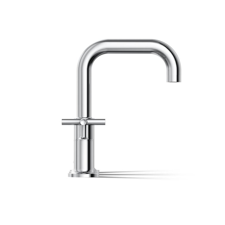 Polished Chrome Modern Deck-Mount Bath Faucet with Cross Handles