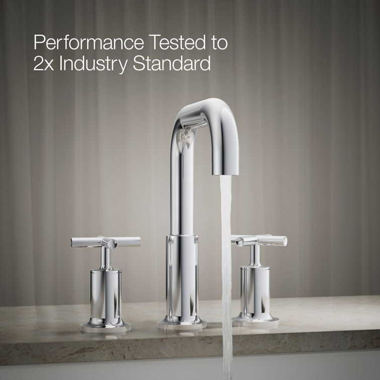 Polished Chrome Modern Deck-Mount Bath Faucet with Cross Handles