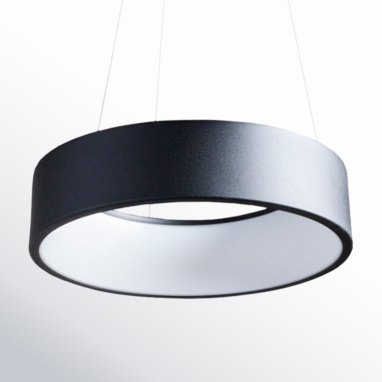 Fynn 17.75" Black Drum LED Pendant Light