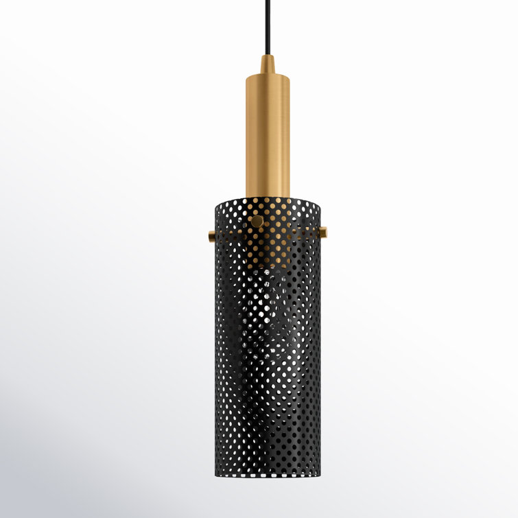 Matte Black and Satin Brass 3.5" Mini Globe Pendant Light