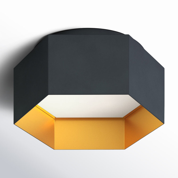 Honeycomb Black & Gold Hexagonal LED Flush Mount