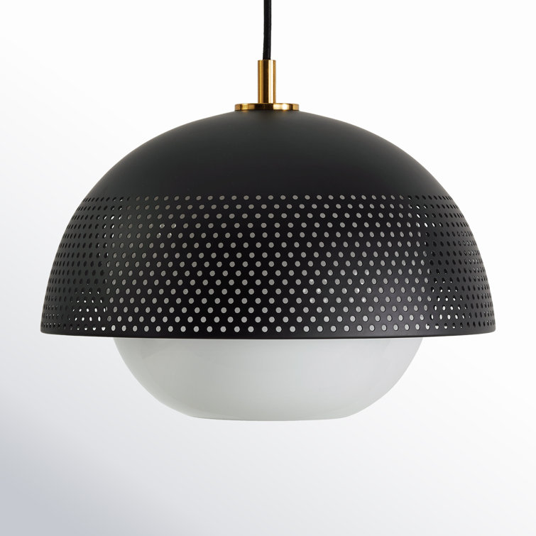 Elegant Matte Black & Satin Brass Globe Pendant Light with White Glass