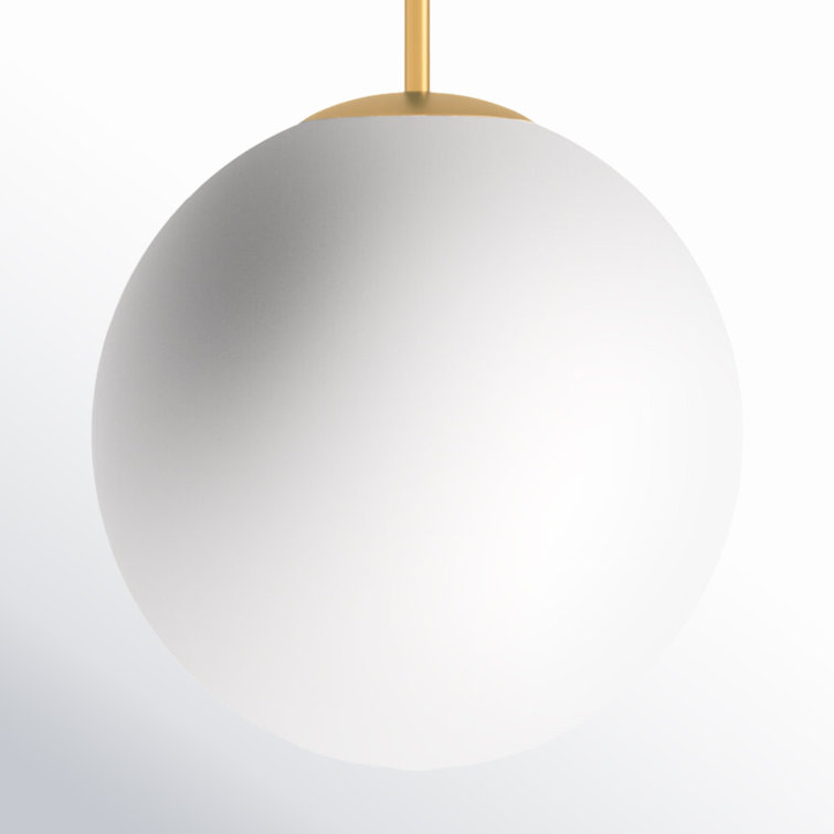Vesper Satin Brass & Black Globe Pendant with Dimmable White Glass Shade