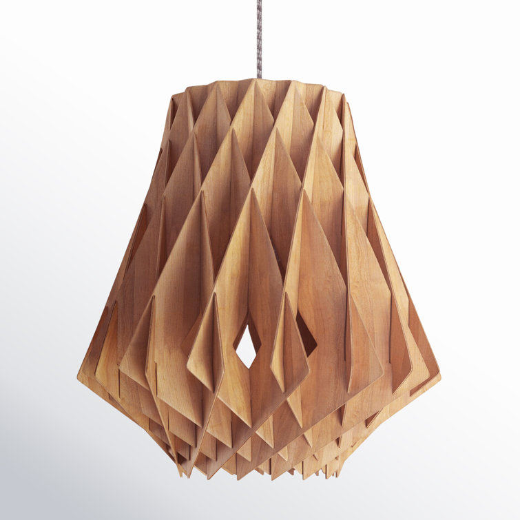 Horgen Uddo Wood Finish 1-Light Pendant with Clear Cord