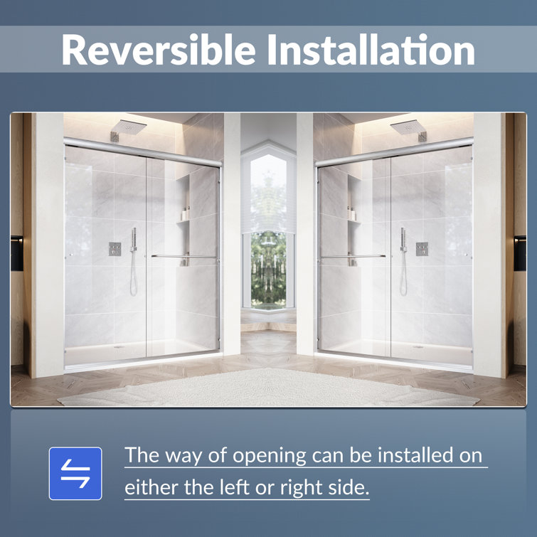 48'' W x 76'' H Brushed Nickel Aluminum Framed Sliding Shower Door