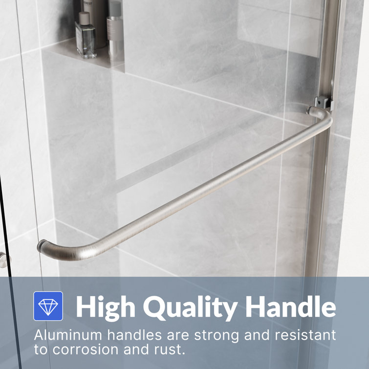 48'' W x 76'' H Brushed Nickel Aluminum Framed Sliding Shower Door