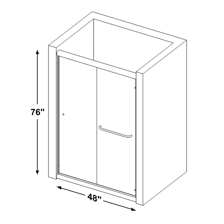 48'' W x 76'' H Brushed Nickel Aluminum Framed Sliding Shower Door