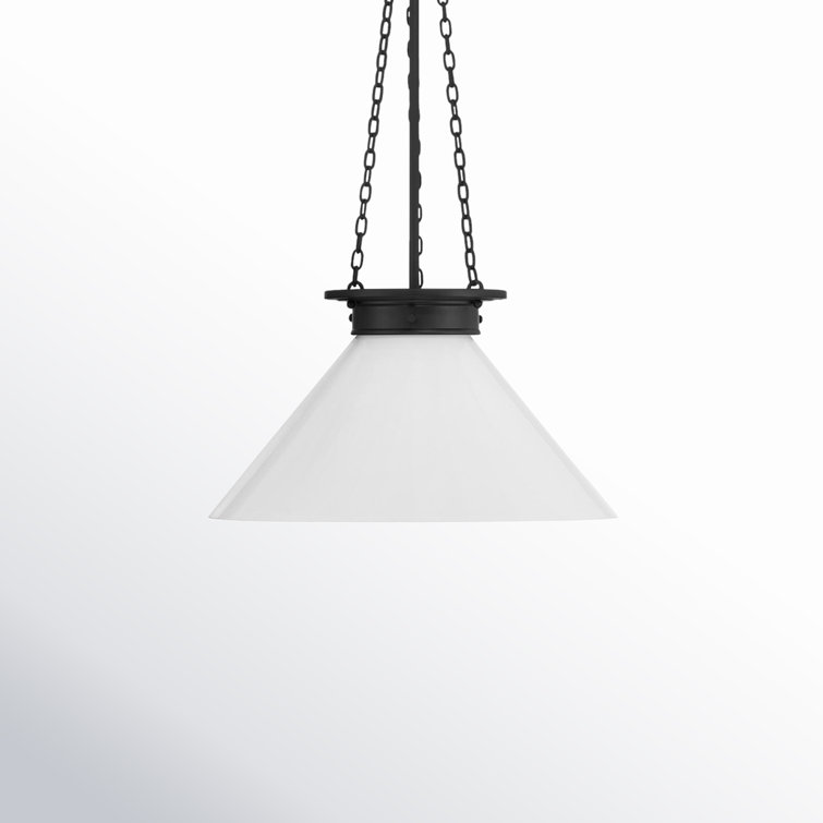 Matte Black Vintage Single Pendant Light with White Glass Shade