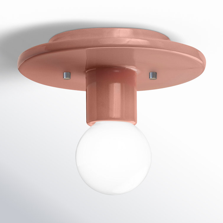 Gloss Blush Ceramic Globe Sconce with Ambient Light
