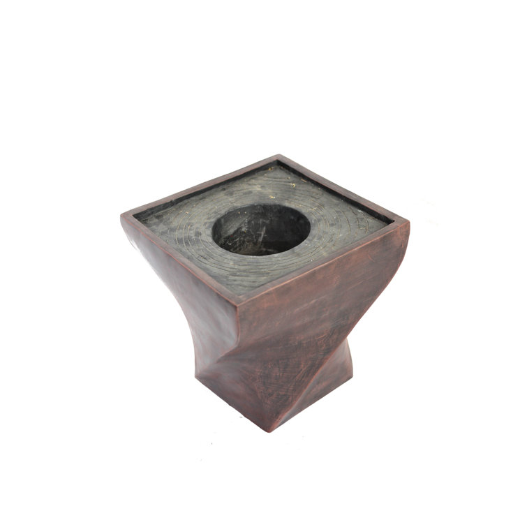 17.5'' Square Black/Bronze Fiberstone Indoor/Outdoor Planter