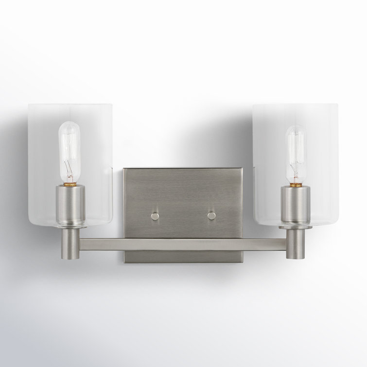 Brushed Nickel 2-Light Dimmable Cylinder Vanity Light