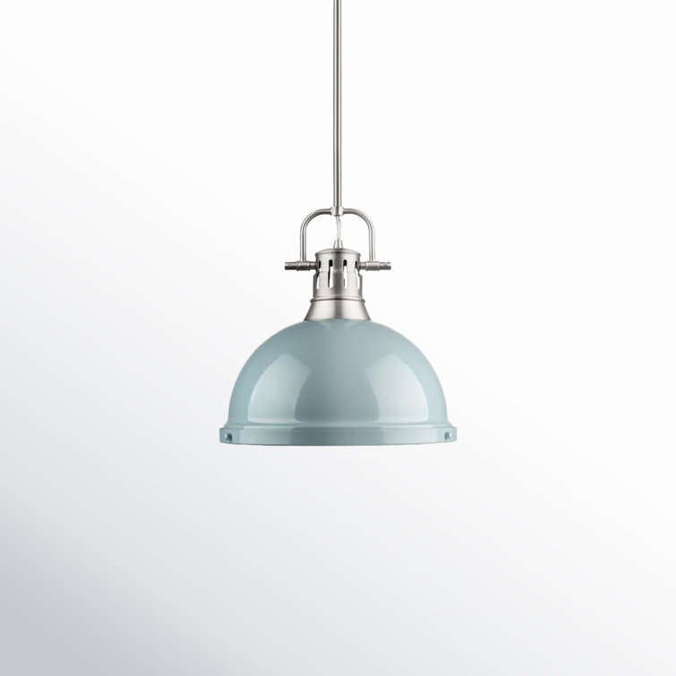Seafoam and Pewter Steel Dome Pendant Light