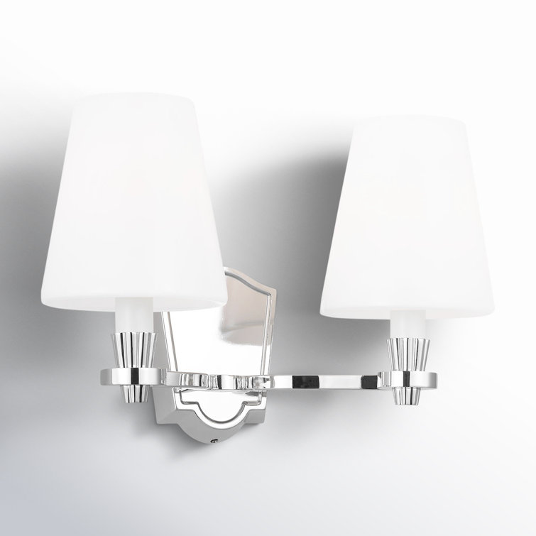 Polished Nickel 2-Light Glass Shade Vanity Fixture