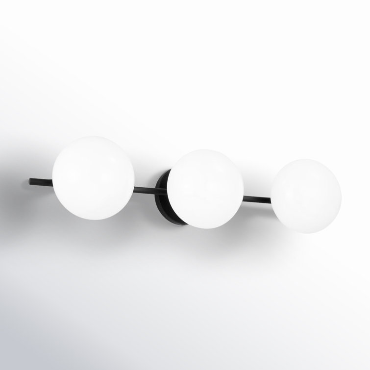 Aged Iron and Milk White Glass 3-Light Vanity Fixture