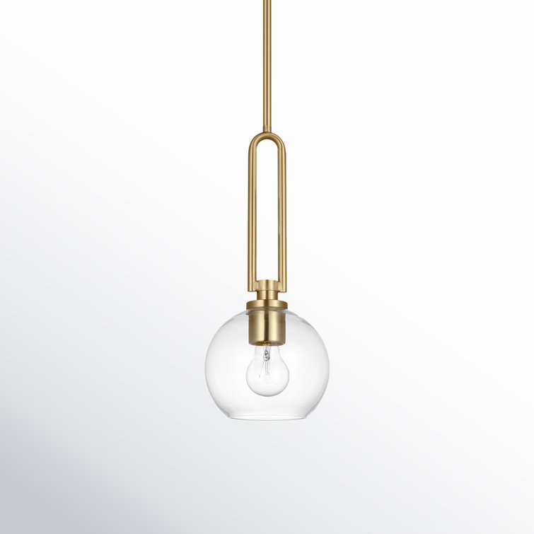 Satin Brass Single Light Globe Pendant with Glass Shade