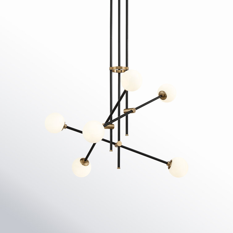 Aged Brass and Glass 6-Light Globe Pendant