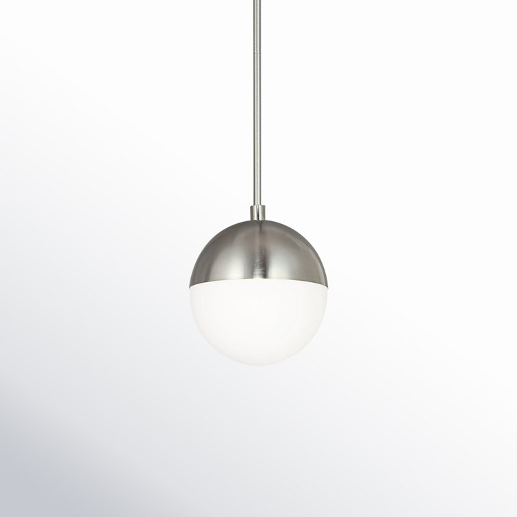 Nickel and Frosted Glass Globe Pendant Light