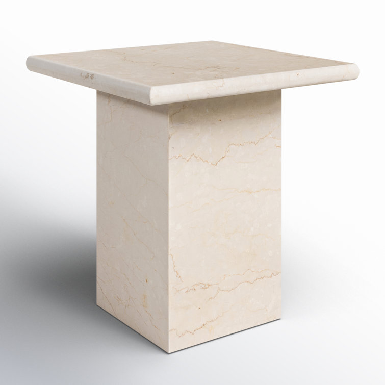 Leonel Cream Marble & Metal 19" Retro Italian Side Table