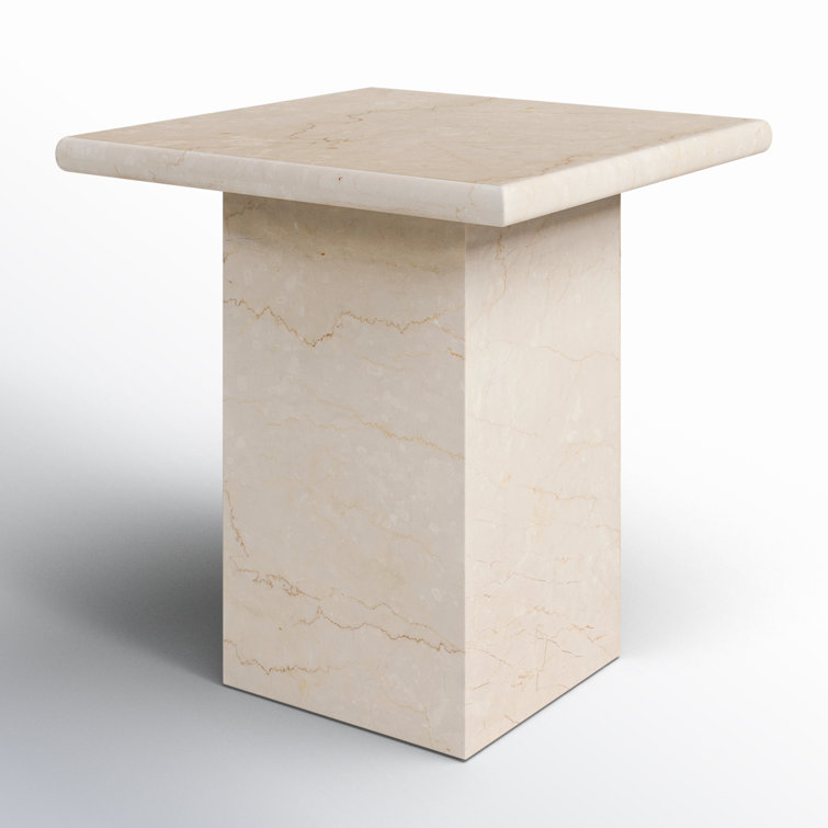 Leonel Cream Marble & Metal 19" Retro Italian Side Table